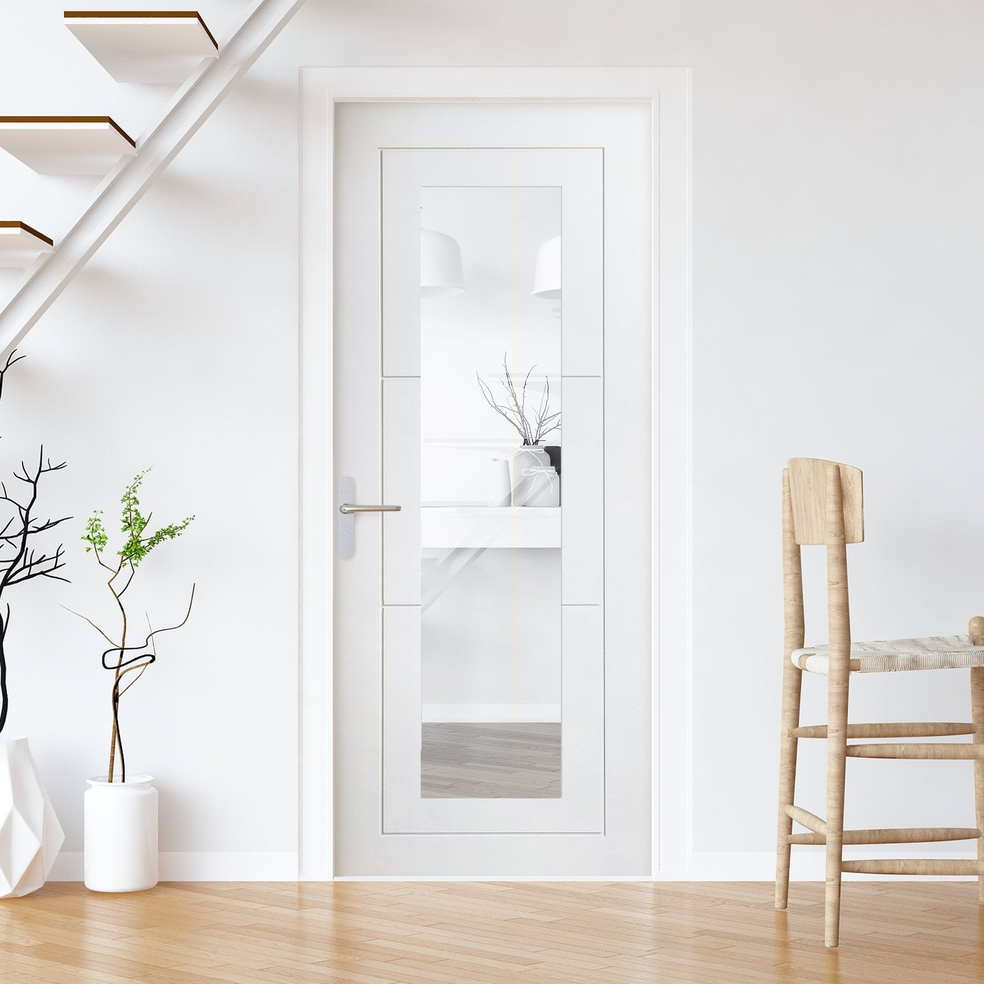 White Internal Primed Temple 1 Light Clear Glass Door (79066)