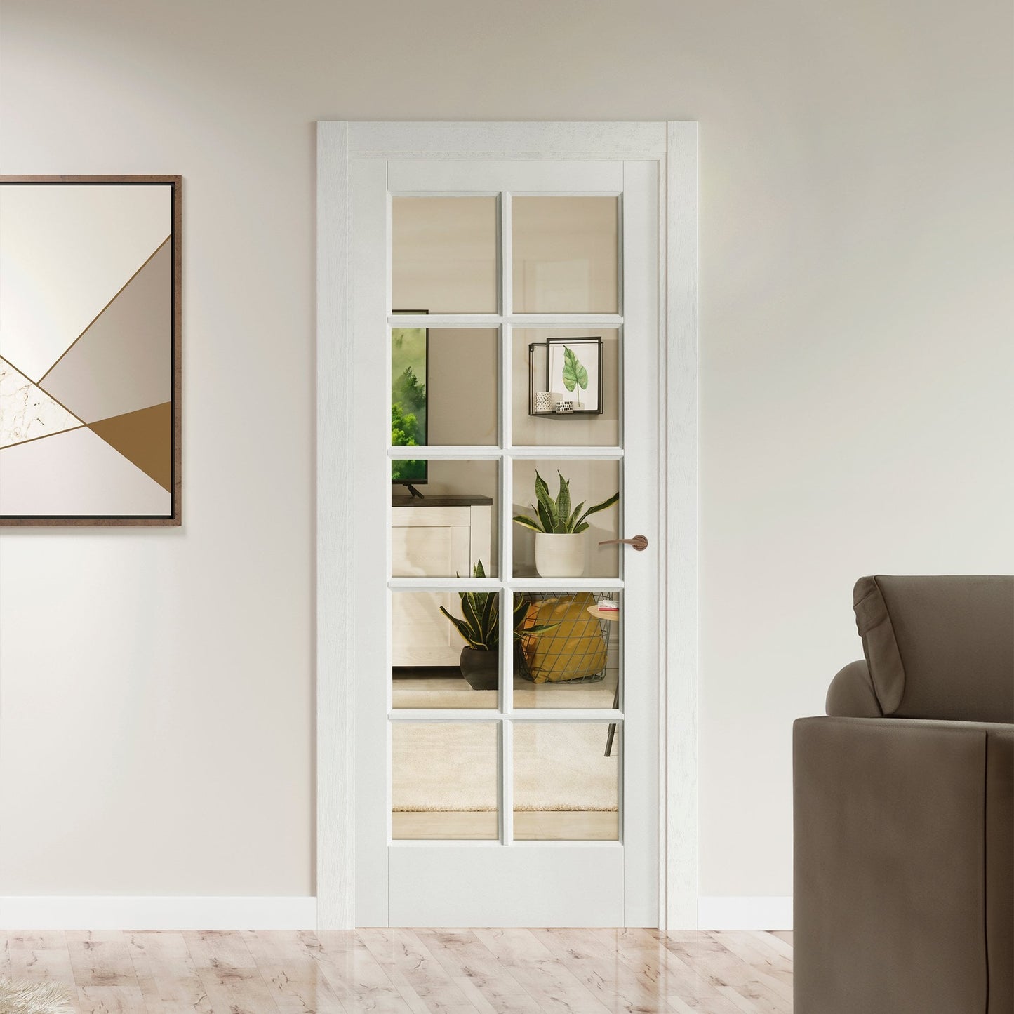 White Internal Primed SA 10 Light Clear Glass Door (88077)