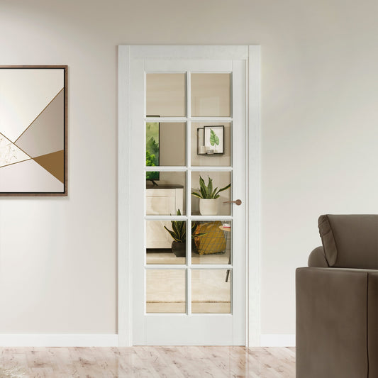 White Internal Primed SA 10 Light Clear Glass Door (88077)