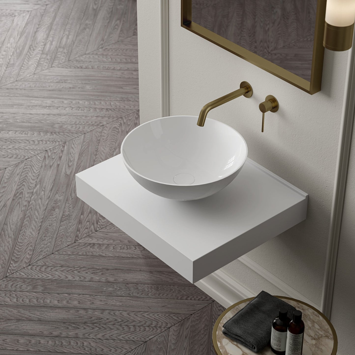 Estuary Round Countertop Stone Basin 420mm
