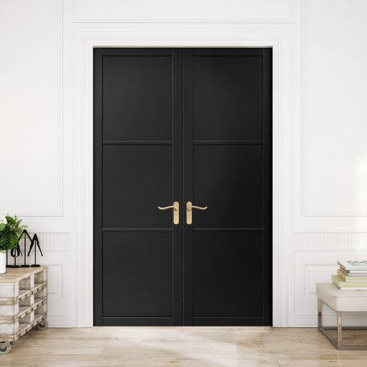 Internal Primed Industrial 2.0 Lifestyle 3 Panel Pair Door (121324)