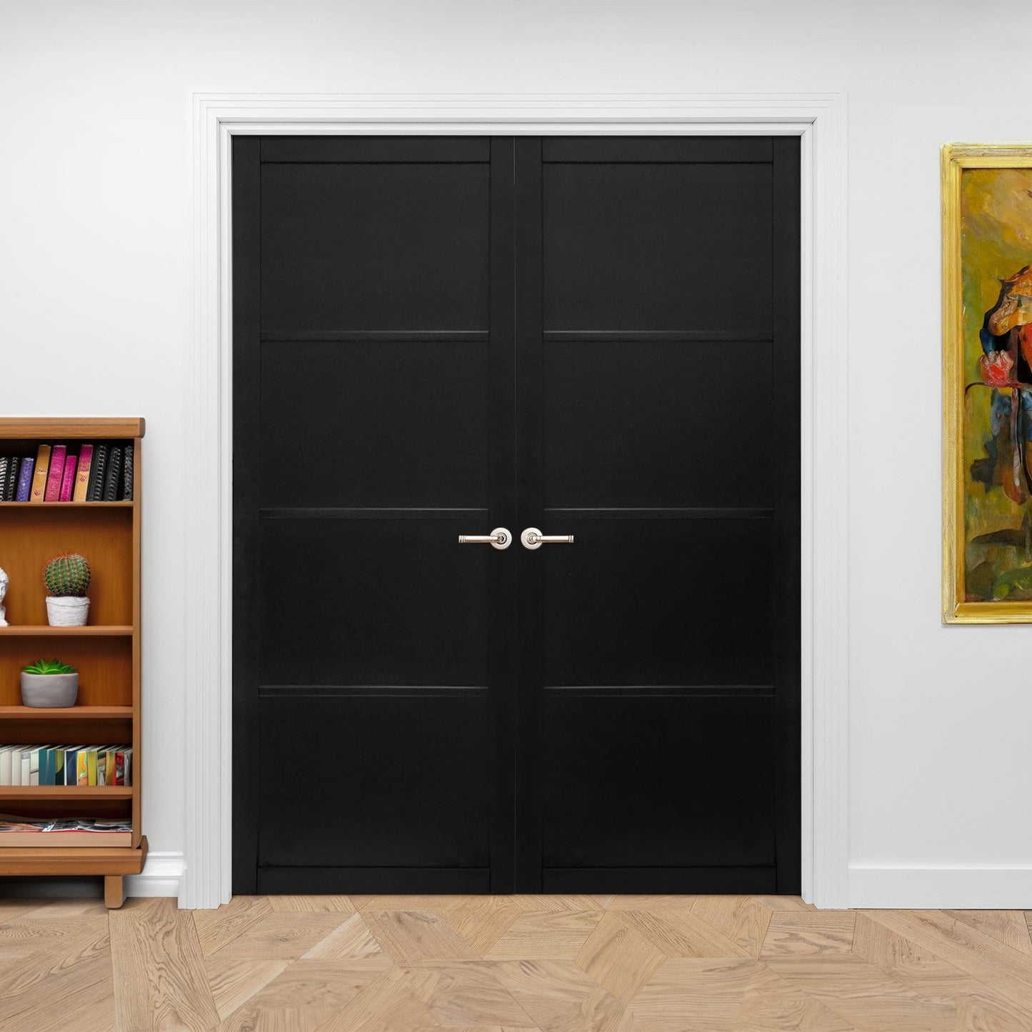 Jet Black Internal Fully Finished Industrial Studio 4 Panel Pair Door (121354)