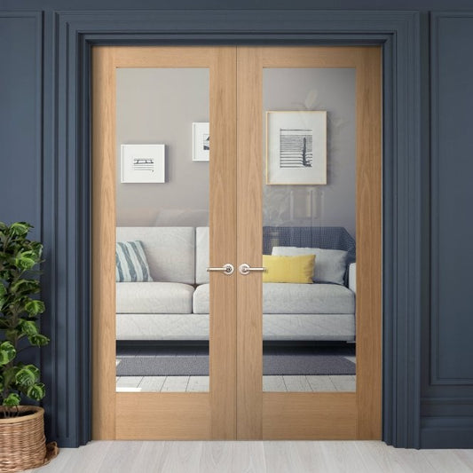 Internal Oak Unfinished Pattern 10 1 Light Glazed Pair Door (121381)