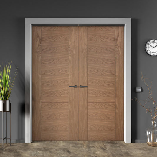 Internal Oak Unfinished Trent 3 Panel Pair Door (121392)