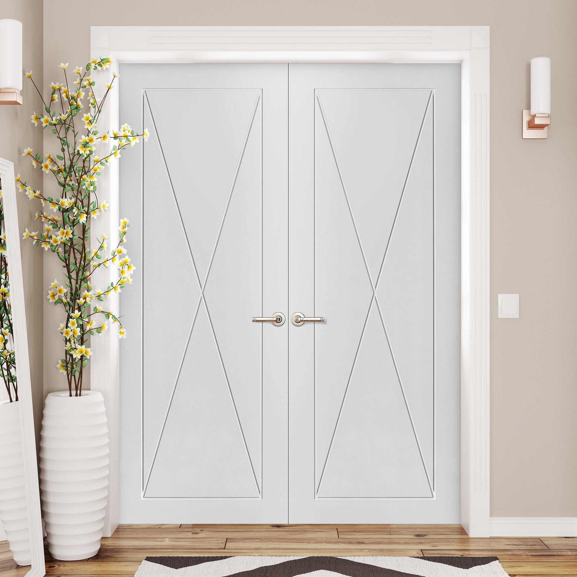 Internal White Primed Alexa 4 Panel Pair Door (121398)