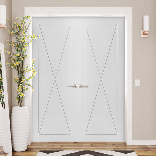 Internal White Primed Alexa 4 Panel Pair Door (121398)