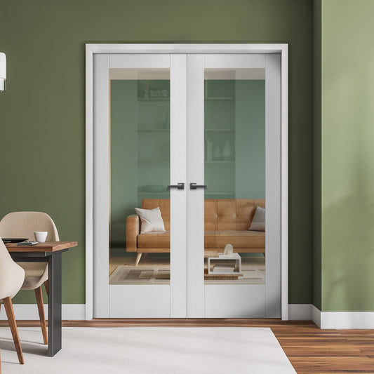 Internal White Primed Pattern 10 1 Light Clear Glass Pair Door (121420)