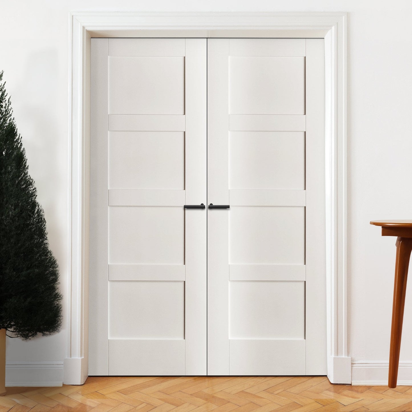 Internal White Primed Shaker 4 Panel Pair Door (121431)
