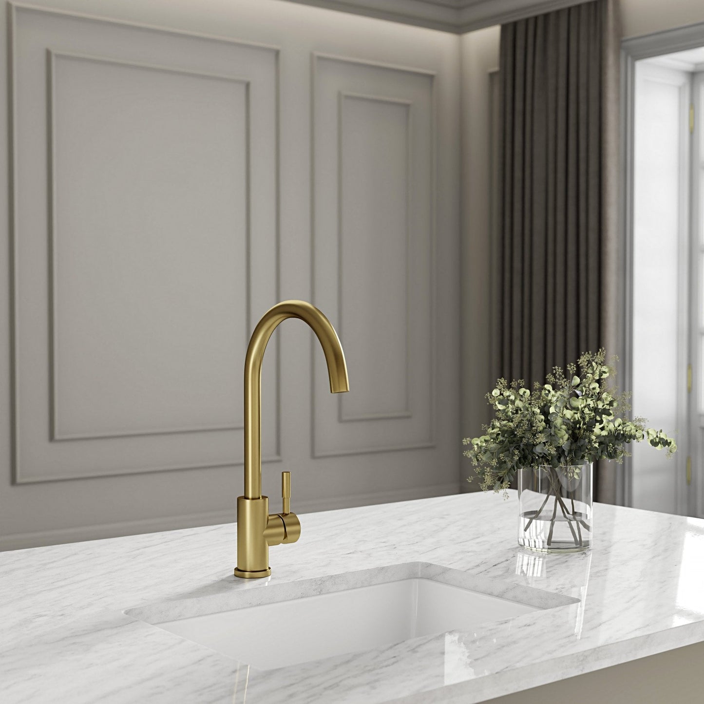 Scandia Single Lever Swan Kitchen Mixer Tap