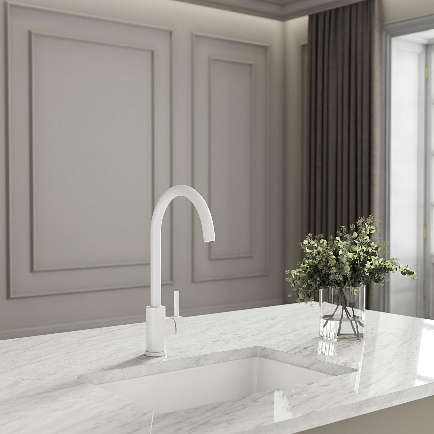 Scandia Single Lever Swan Kitchen Mixer Tap