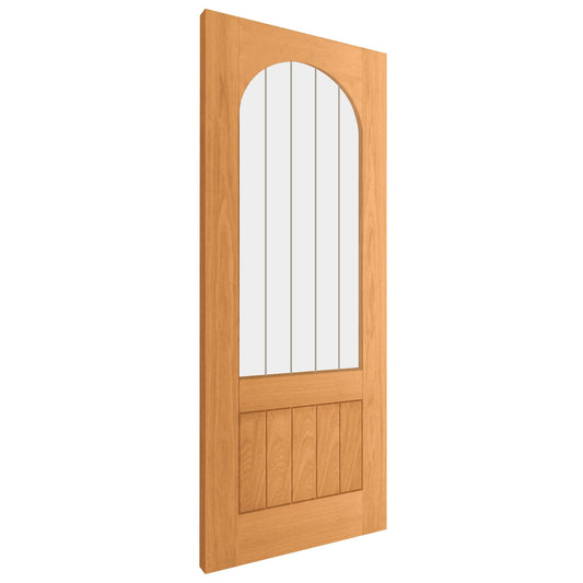 Oak Internal Fully Finished Farley Arched Square Top 1 Panel 1 Light Obscure Lined Clear Glass Door (122073)