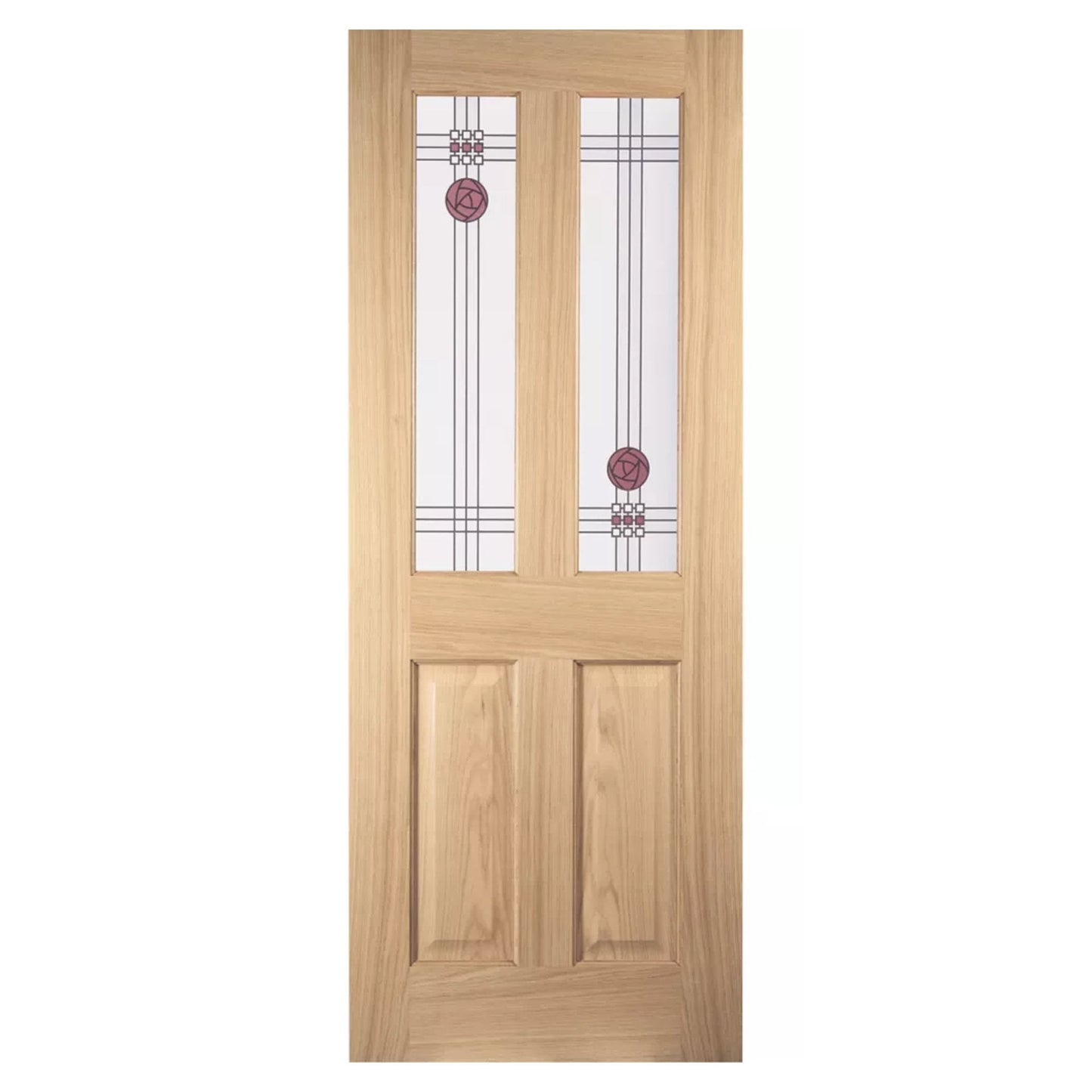 Oak Internal Unfinished Mackintosh 2 Light Clear & Stained Glass Door (121681)