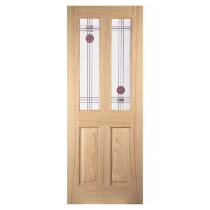 Oak Internal Unfinished Mackintosh 2 Light Clear & Stained Glass Door (121681)