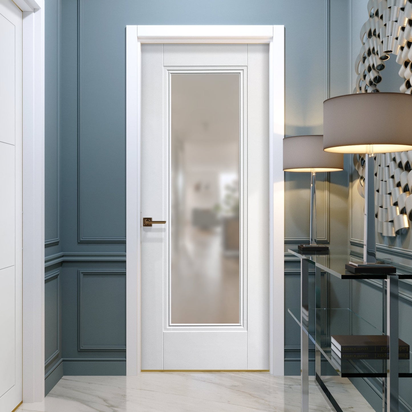 White Internal Primed Elegance Lancaster 1 Light Obscure Glass Made-to-Measure Door