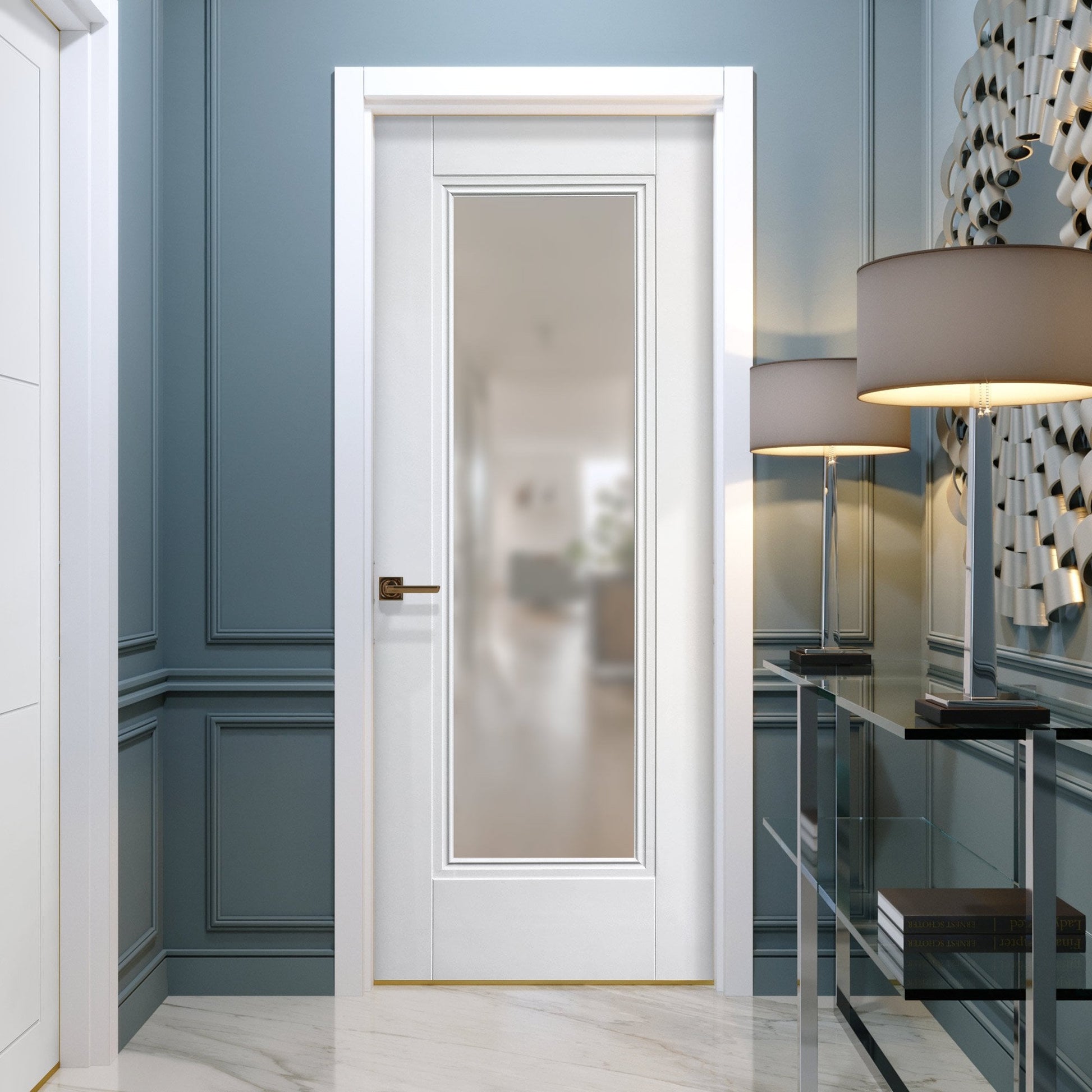 White Internal Primed Elegance Lancaster 1 Light Obscure Glass Made-to-Measure Door