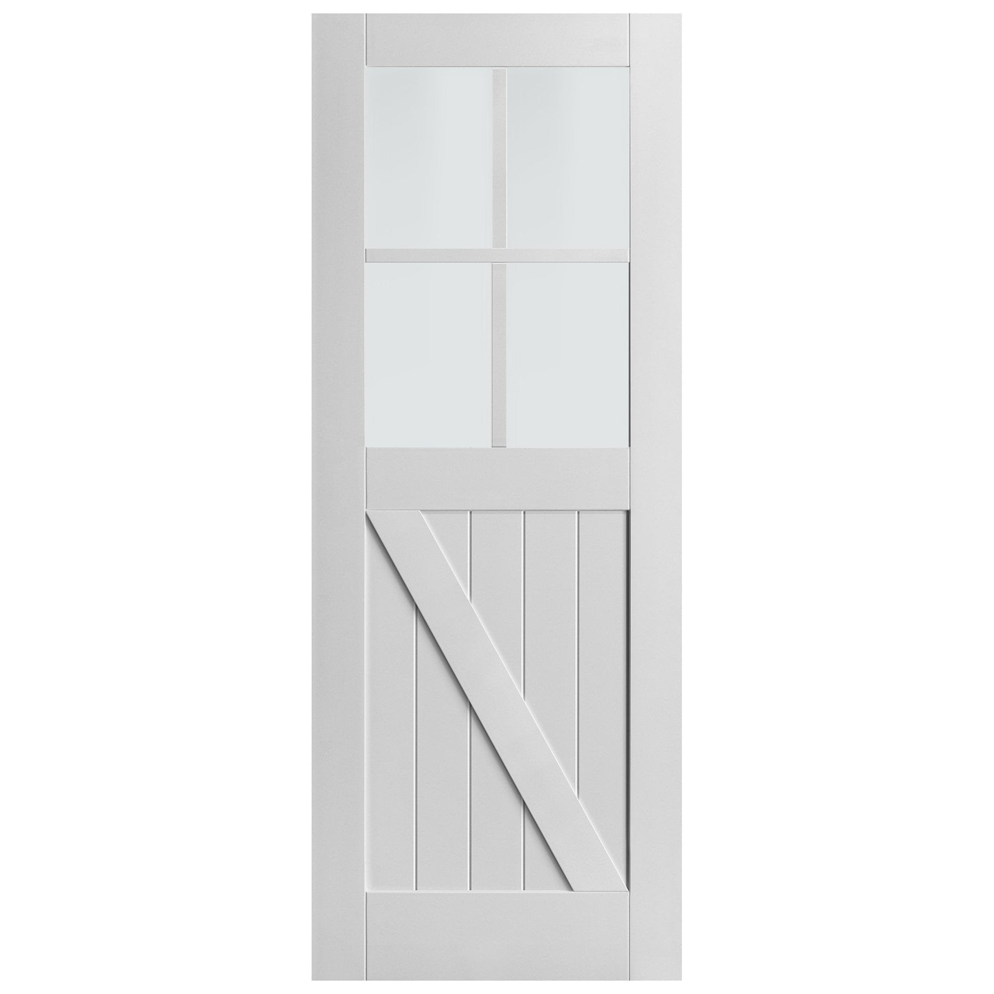 White Internal Primed Barn 4 Light Obscure Glass FLB Made-to-Measure Door
