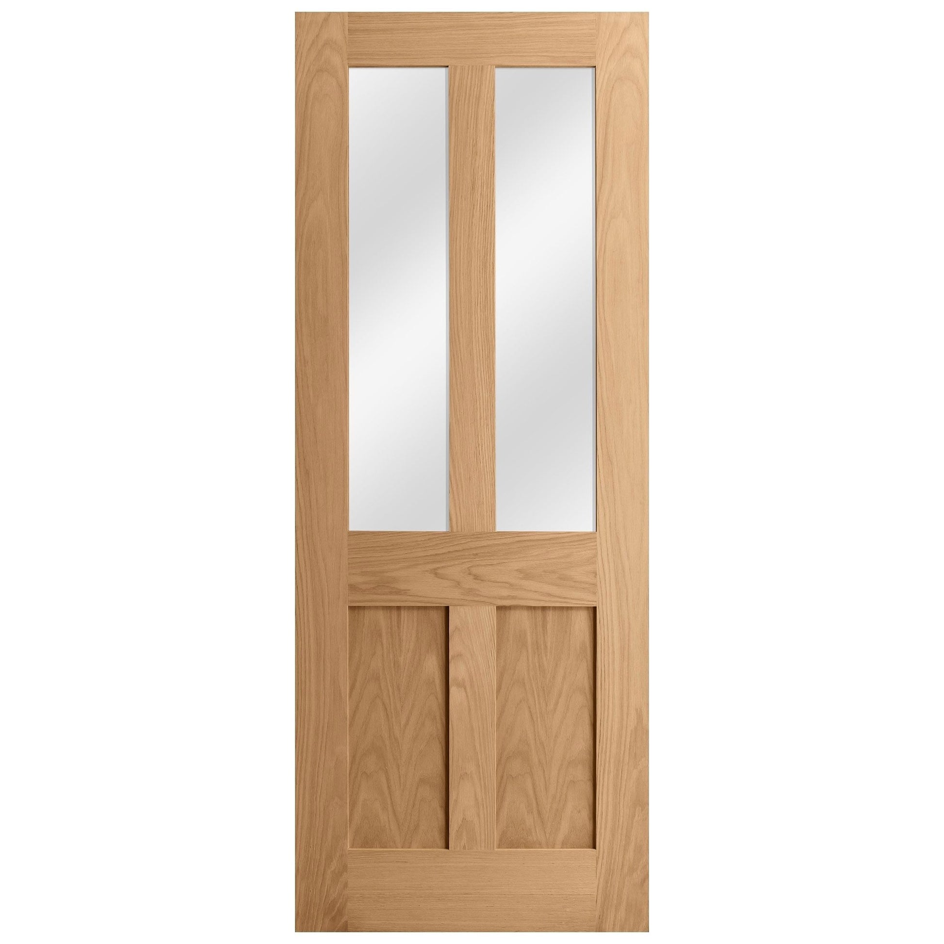 Oak Internal Unfinished Victorian Shaker 2 Panel 2 Light Obscure Glass Made-to-Measure Door