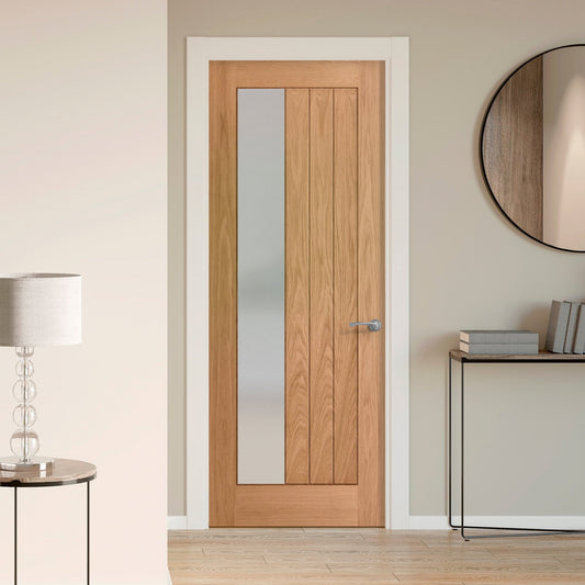 Oak Internal Unfinished Farley 1 Light Obscure Offset Glass Made-to-Measure Door