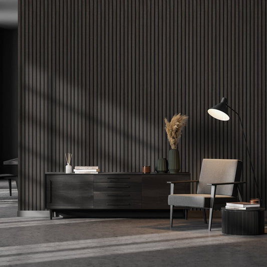 Liberty | Elevation Acoustic Fully Finished Dark Grey Slat Wall Panelling Sample (SKU-343129-SAMPLE)
