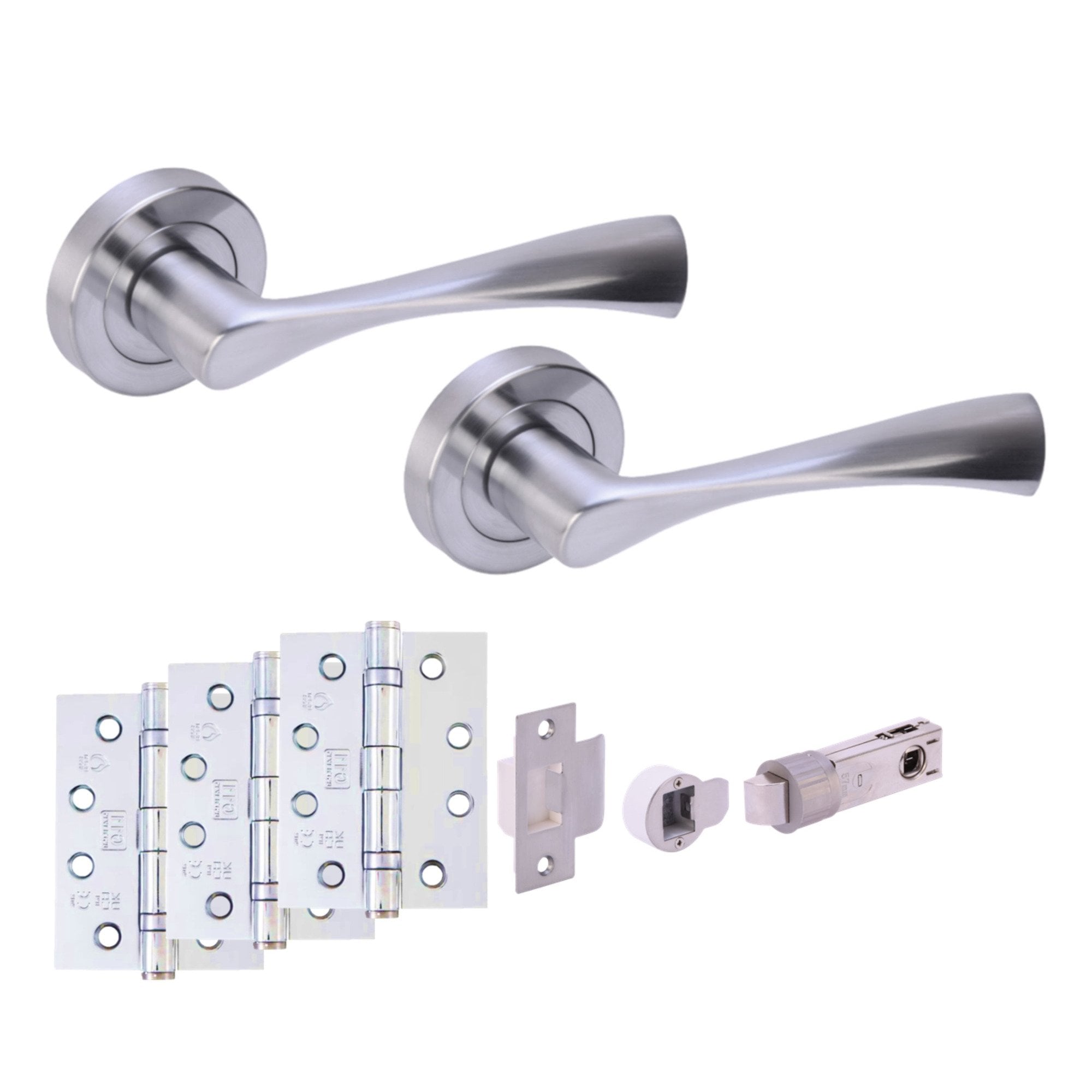 Leader Oasis Round Rose Lever Fire Rated Handle Set - Satin Chrome
