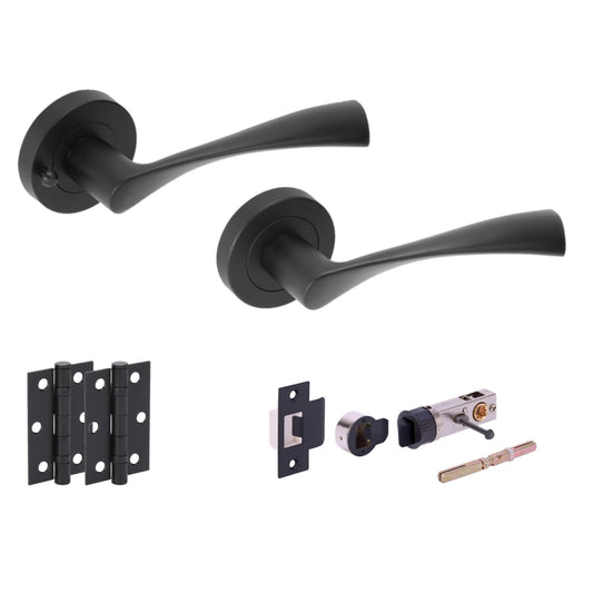 Oasis Internal Privacy Lever Handle Pack, Matt Black (108081)