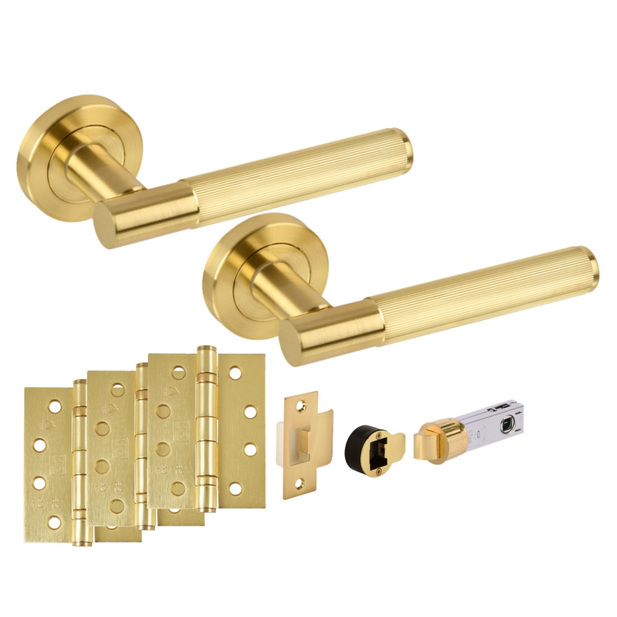 Leader Vida Round Rose Lever Fire Rated Handle Set - Satin Brass