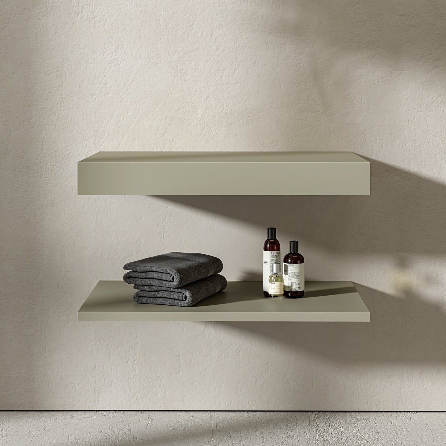 Wall Hung Olive Stone Resin Countertop Basin Shelf