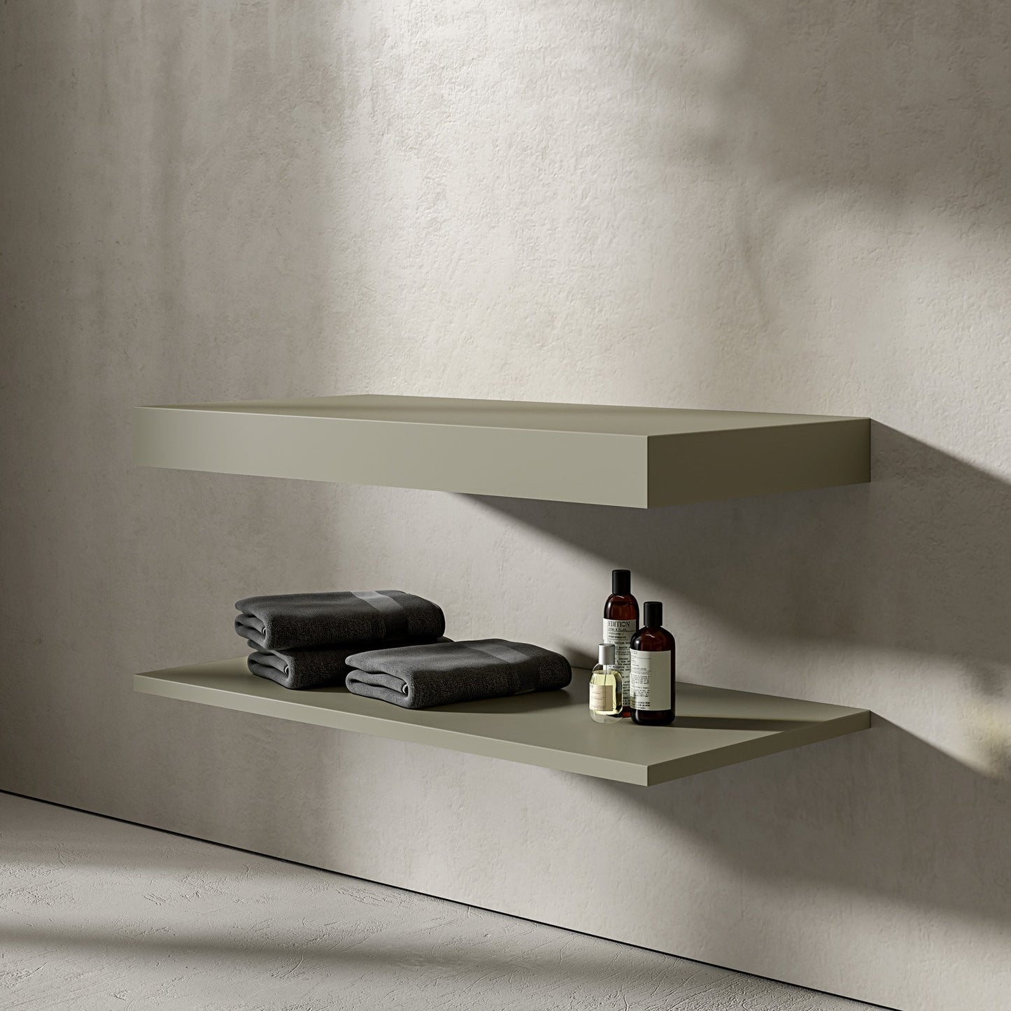 Wall Hung Olive Stone Resin Countertop Basin Shelf