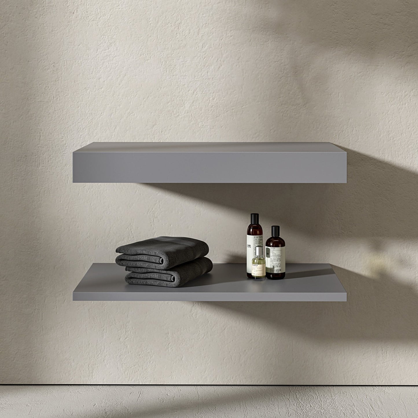 Wall Hung Mako Grey Stone Resin Countertop Basin Shelf