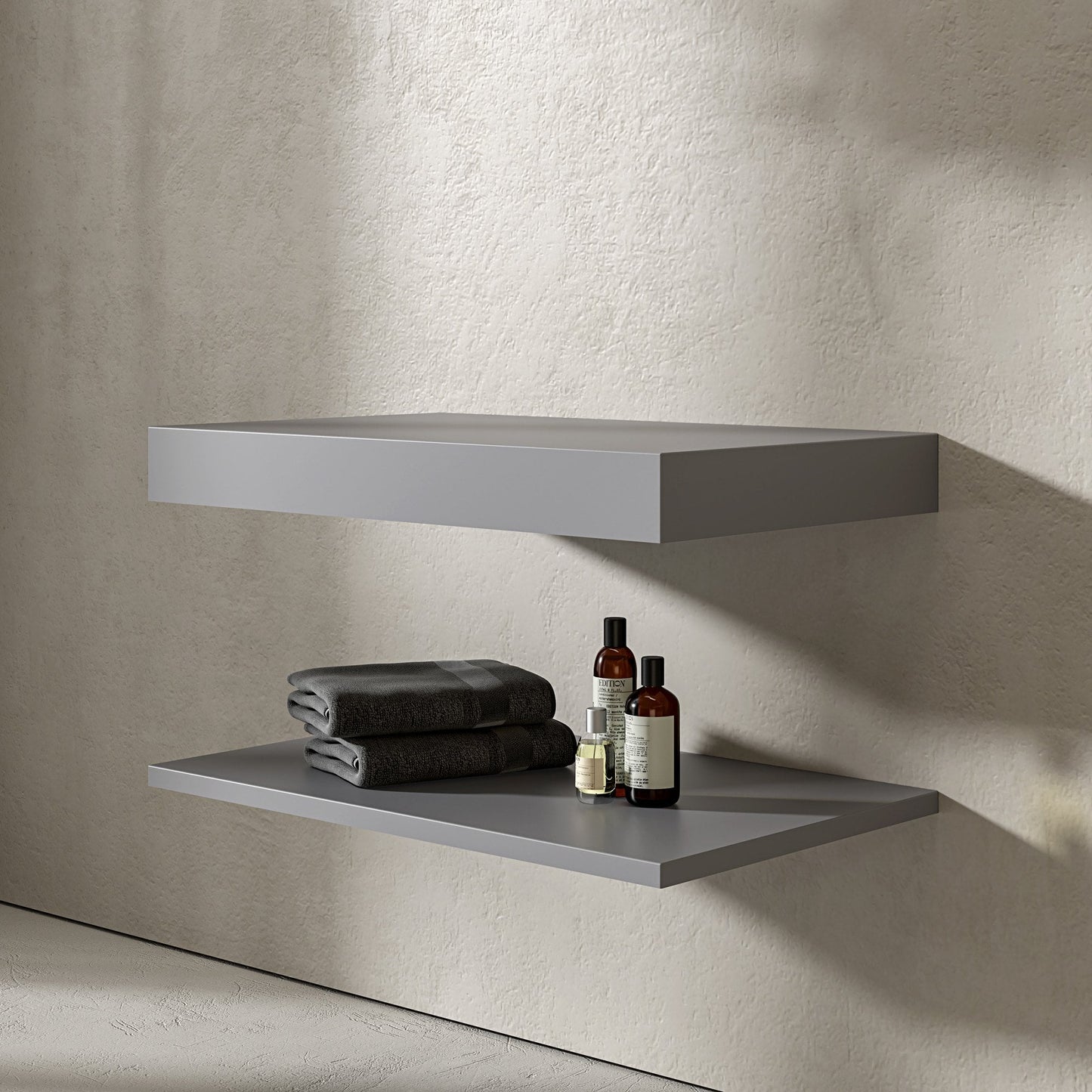Wall Hung Mako Grey Stone Resin Countertop Basin Shelf