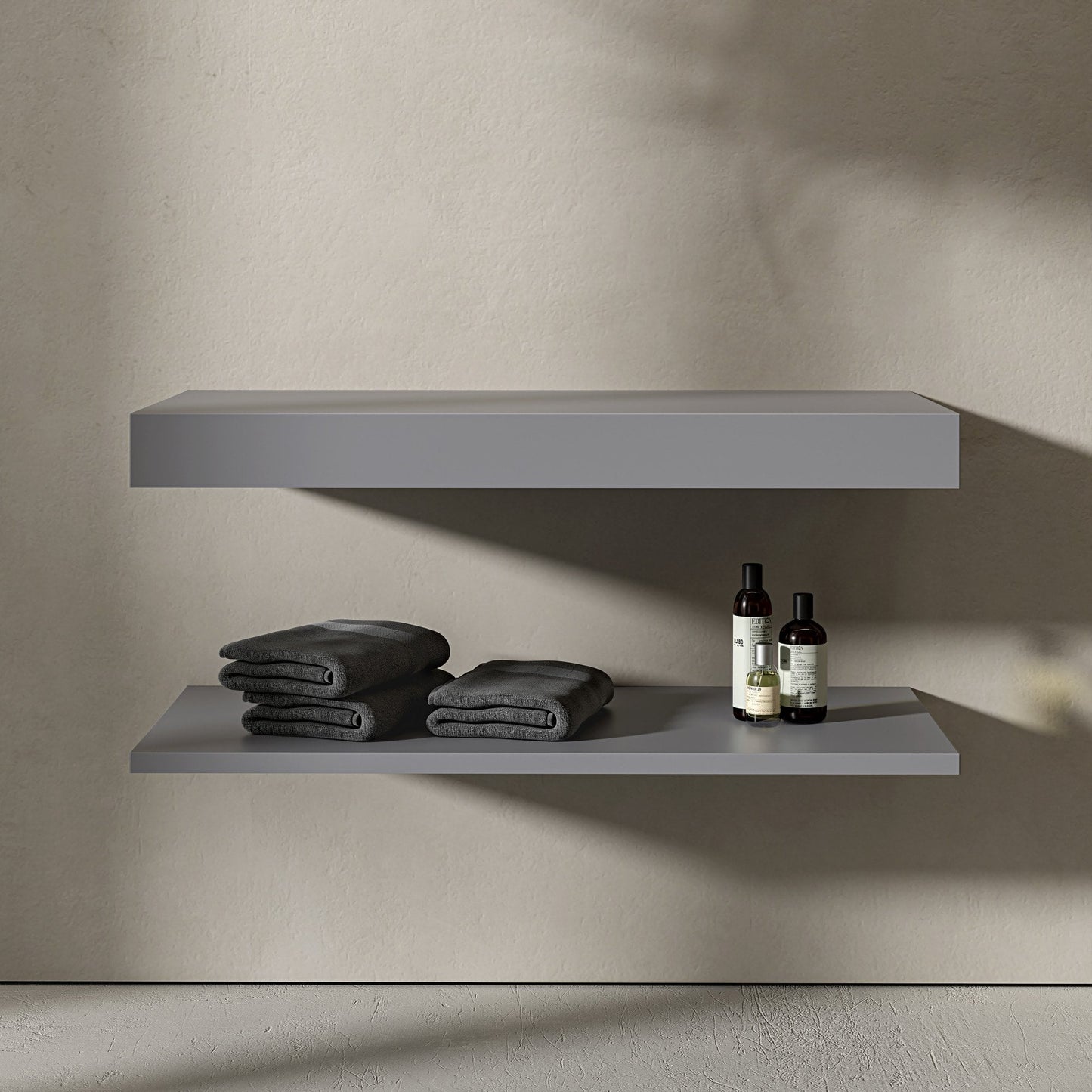 Wall Hung Mako Grey Stone Resin Countertop Basin Shelf