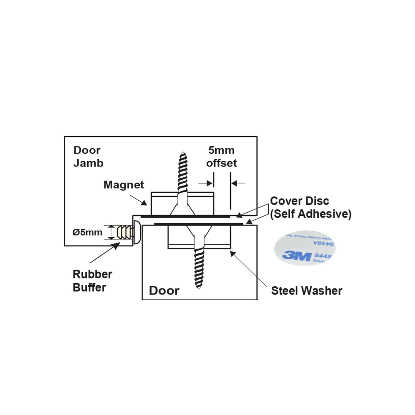 12mm Flush Mounted Countersunk Magnetic Catch - Satin Stainless Steel (122068)