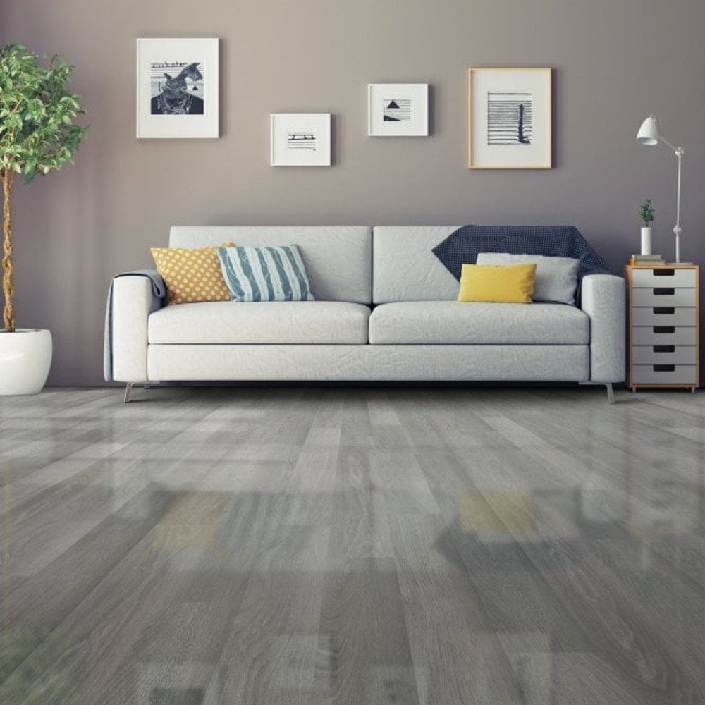 Silver Grey Oak - Glamour 12mm High Gloss Laminate Sample (SKU-343964)