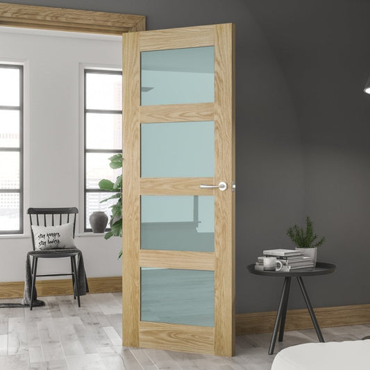 B-Grade Oak Internal Unfinished Coventry 4 Light Clear Glass Door (38497)
