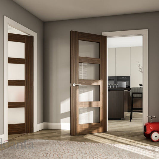 B-Grade Walnut Internal Fully Finished Coventry 4 Light Clear Glass Door (45322)