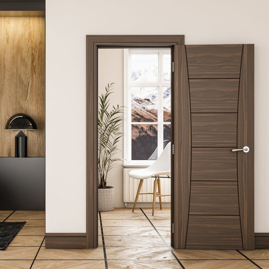 B-Grade Walnut Internal Fully Finished Pamplona 6 Panel Door (45327)
