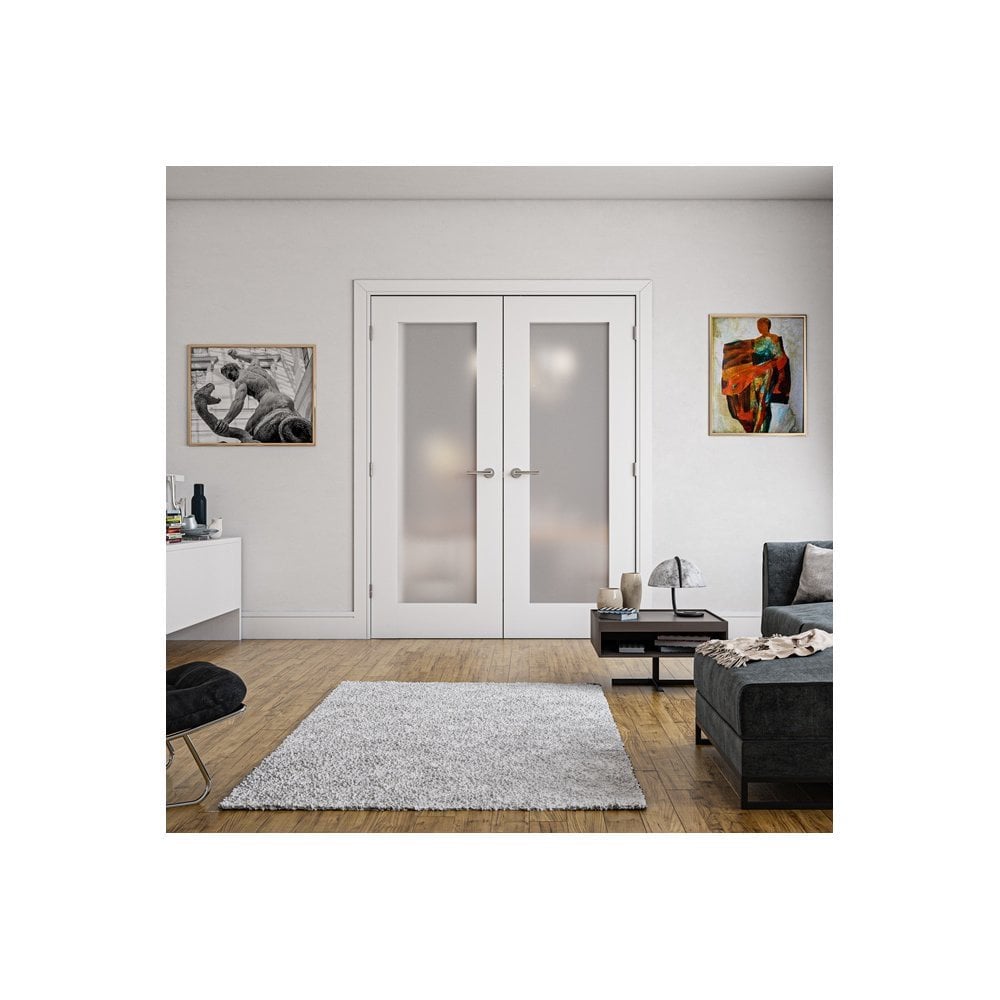 B-Grade White Internal Primed Denver 1 Light Obscure Glass Door (82404)