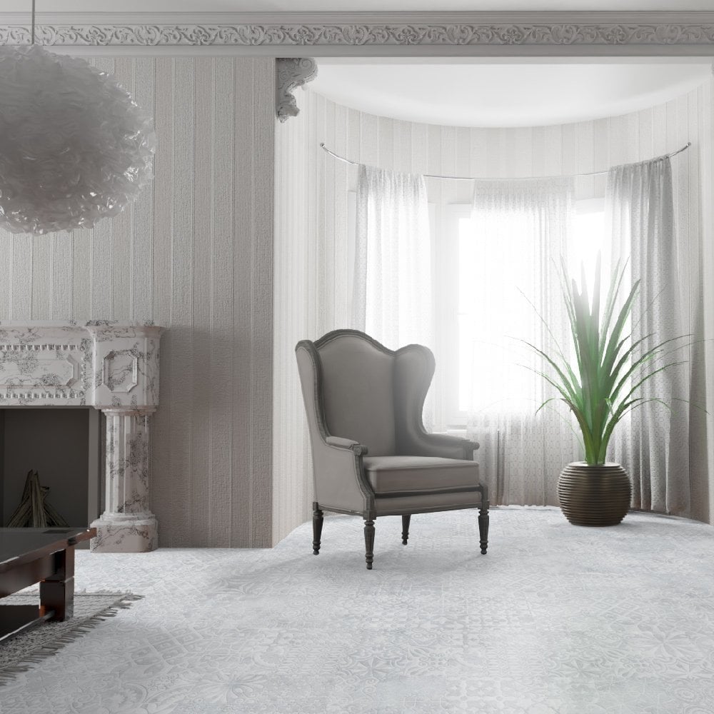 Relief White - Lustre Authentic 8mm Matt Laminate Flooring (48718)