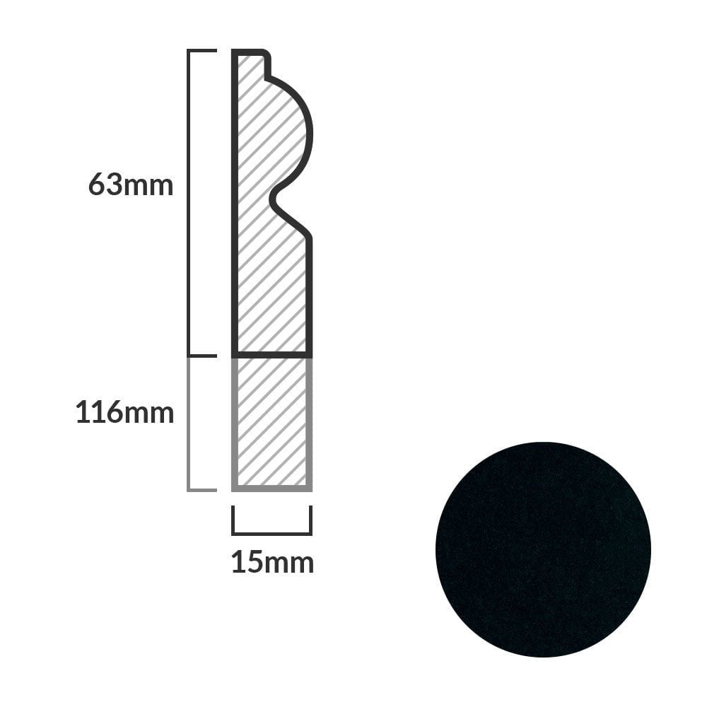 Black - 2.4m Torus Laminate Skirting Board (84894)