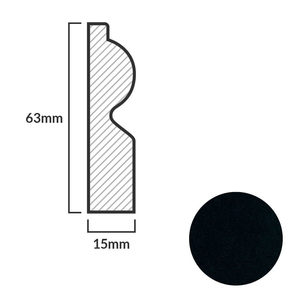 Black - 2.4m Torus Laminate Skirting Board (84894)