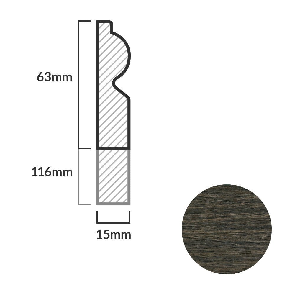Walnut - 2.4m Torus Laminate Skirting Board (84942)