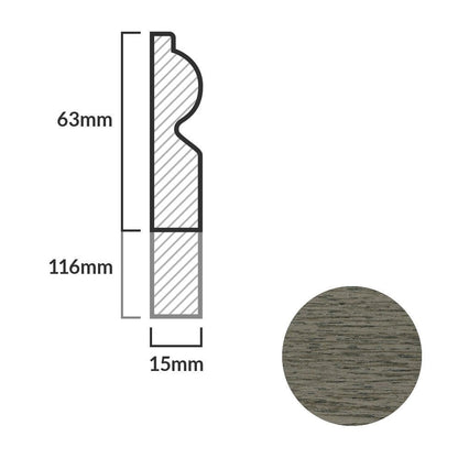 Medium Grey - 2.4m Torus Laminate Skirting Board (84930)