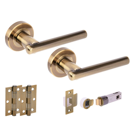 Solus Round Rose Lever Door Handle Set - Antique Bronze (341544)