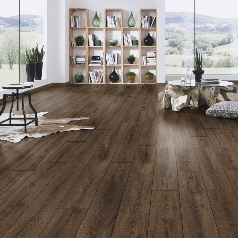 Espresso Carpenter Oak - Atlantic 10mm Handscraped Moisture Resistant Laminate Flooring (122474)