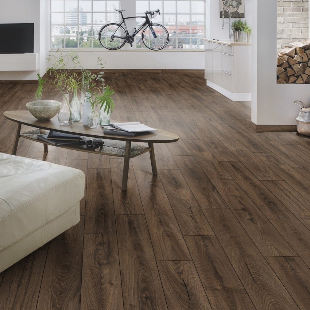 Espresso Carpenter Oak - Atlantic 10mm Handscraped Moisture Resistant Laminate Flooring (122474)