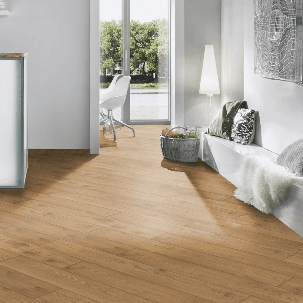 Tawny Chestnut - Atlantic 10mm Handscraped Moisture Resistant Laminate Flooring (122438)