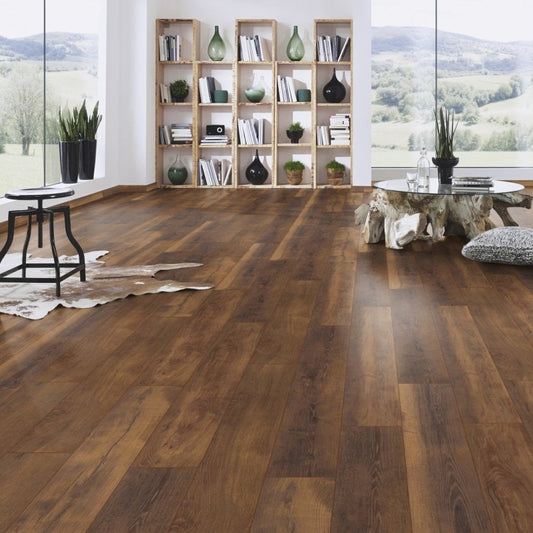 Krono Original | Laguna Oak Altantic 10mm Handscraped Moisture Resistant Laminate Sample - K411 (SKU-344667)