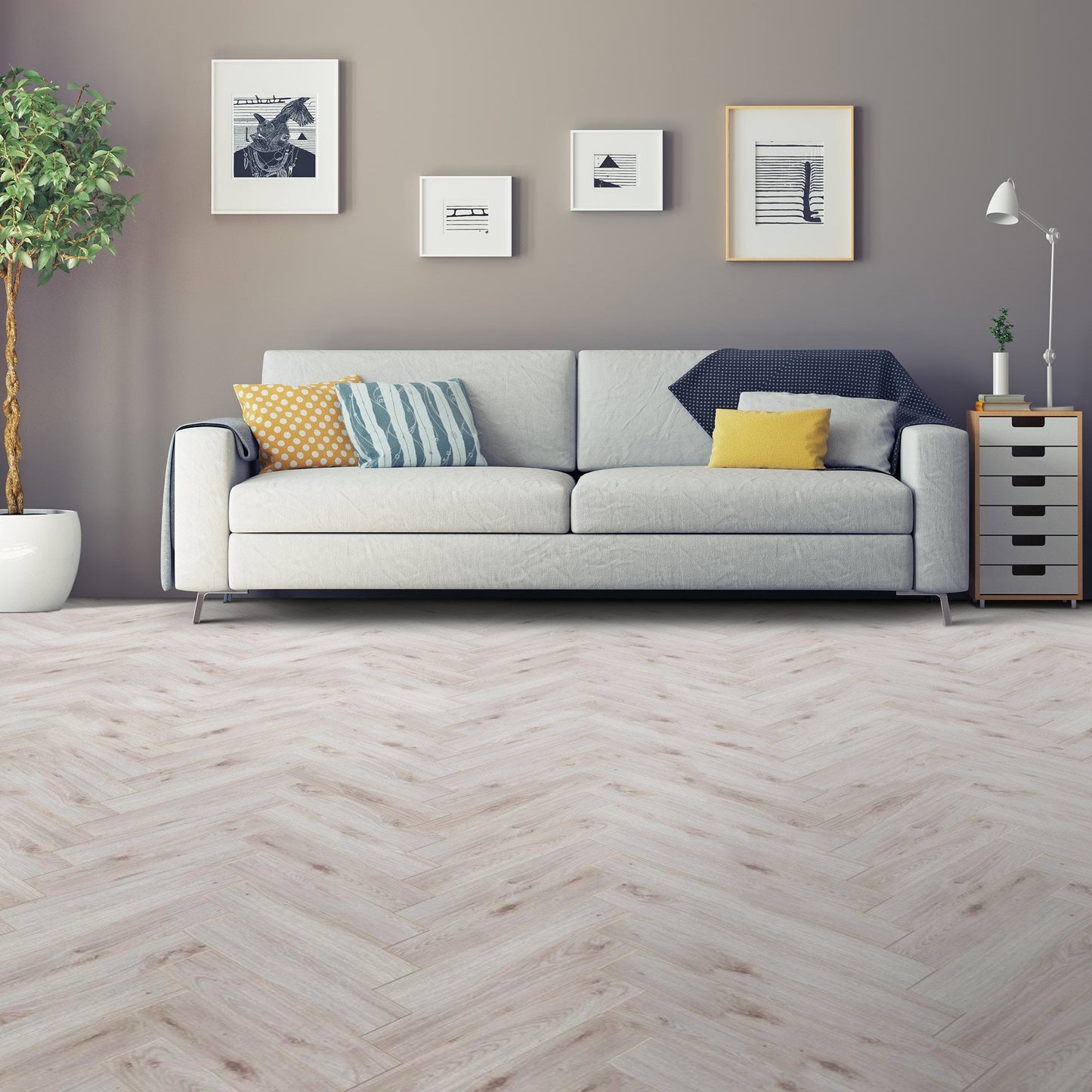 Bordeaux Oak - Herringbone 8mm Laminate Flooring (122367)
