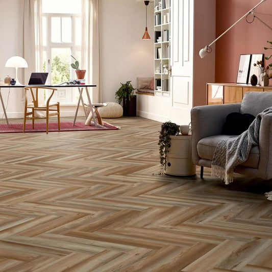 Kronotex | Villosa Nature - Herringbone 8mm Laminate Sample - D50172 (SKU-344536)