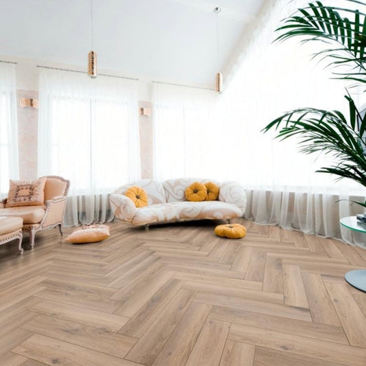 Kronotex | Metz Oak - Herringbone 8mm Laminate Sample - D3766 (SKU-344537)